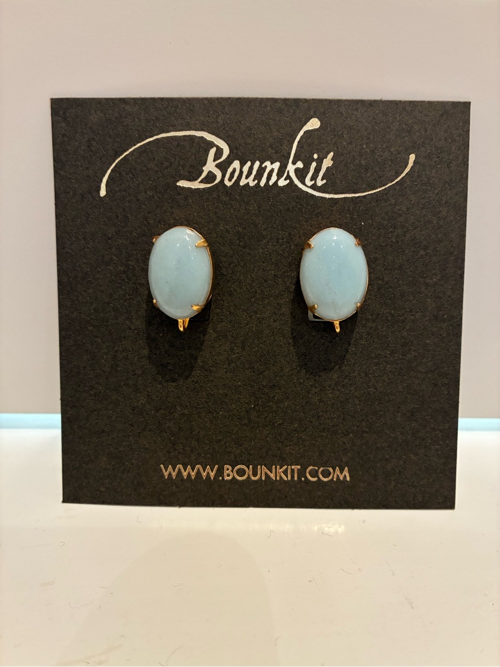 Bounkit Semi-Precious Blue & Light Aqua Transformable Drop Statement Earrings - Picture 3 of 8